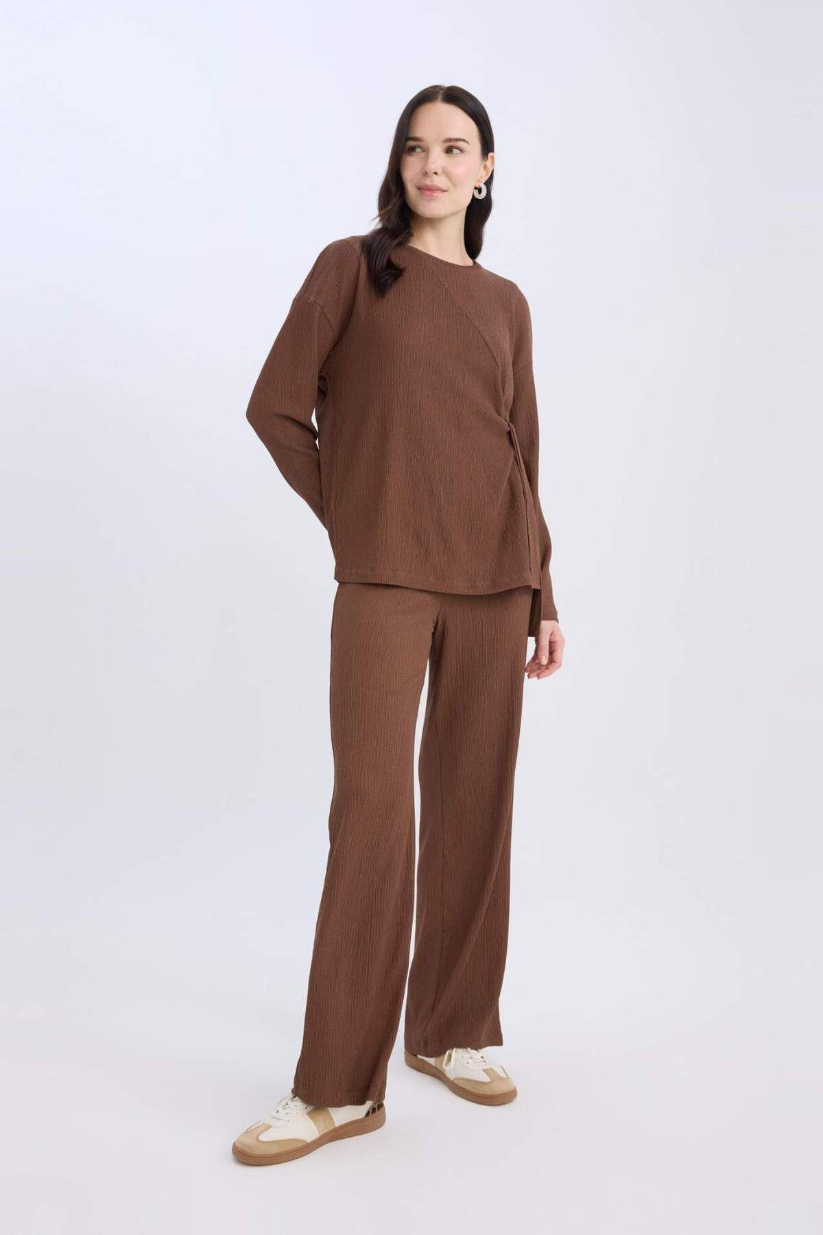 DeFacto-Bürümcük Hose mit weitem Bein, weitem, lockerem Bein, flexibler Taille C0200AX24AU 3