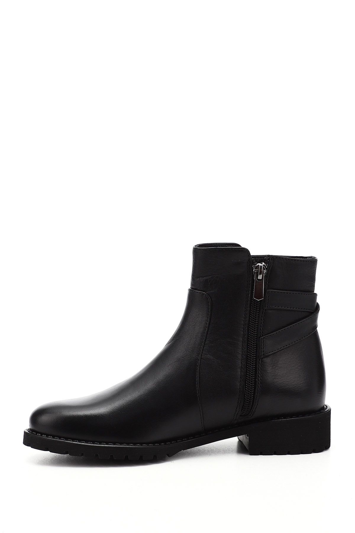 GÖNDERİ(R)-Women/Girls Black Zippered Rubber Sole Genuine Leather Boots 3