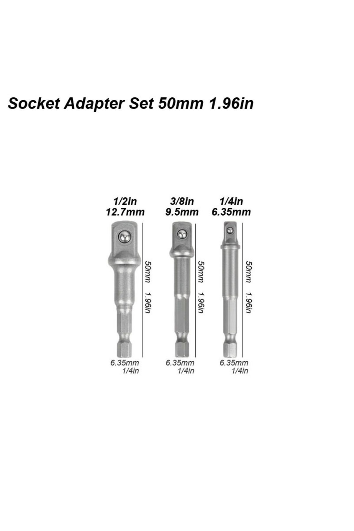 Choice-Socket Adapter 50mm 1/4 Hex Shank Convert Socket Adapter for Impact Drill to Wrench Driver Square Co 1