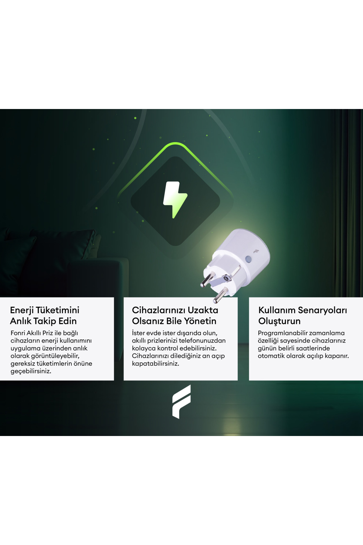 Fonri-Smart Socket, Wifi, Remote Control, Instantaneous Energy Consumption Tracking, Timer 3