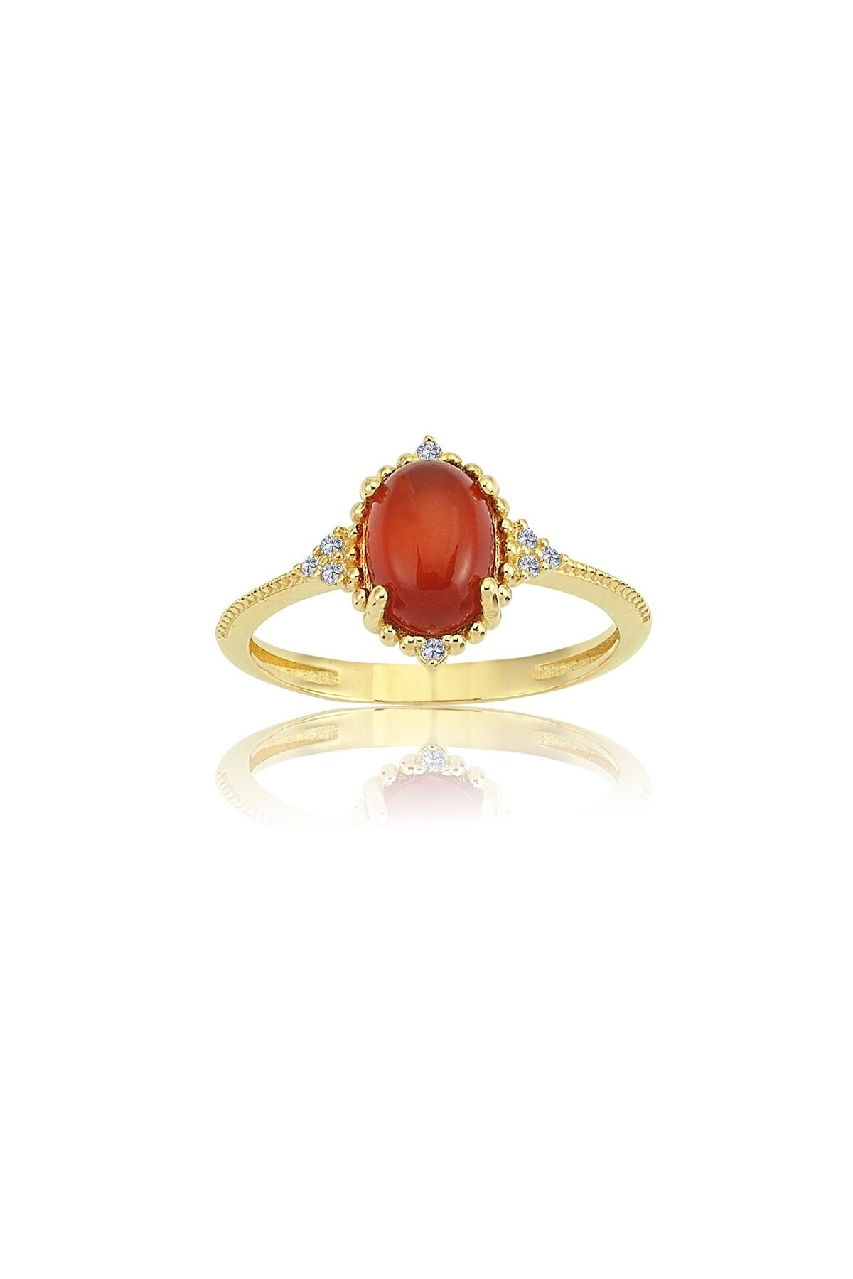 FasekGold Gümüş Yüzük - Akik Oval Taşlı Tasarım Aşk Tektaş 925 Ayar Gümüş Yüzük- Hediyelik Tasarım Gümüş Yüzük