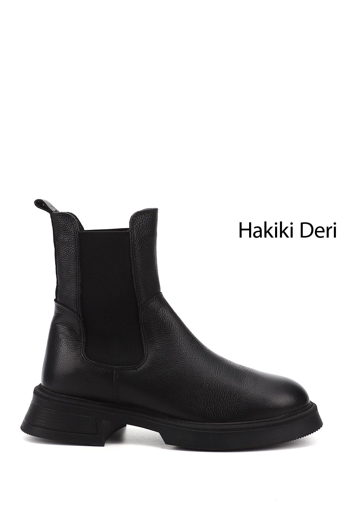 GÖNDERİ(R)-Women / Girls Black Floater Thick Sole Genuine Leather Chelsea Boots 1