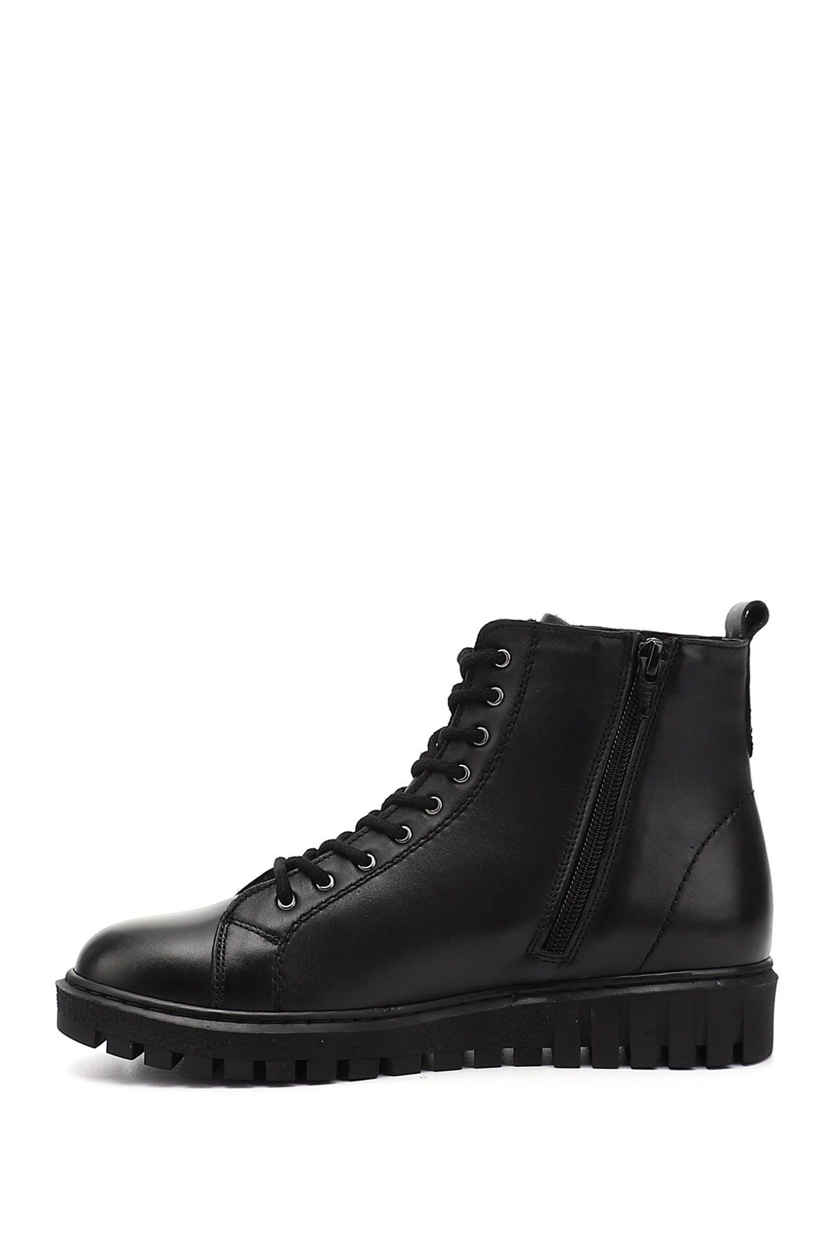 GÖNDERİ(R)-Women/Girls Black Zippered Rubber Sole Genuine Leather Boots 4