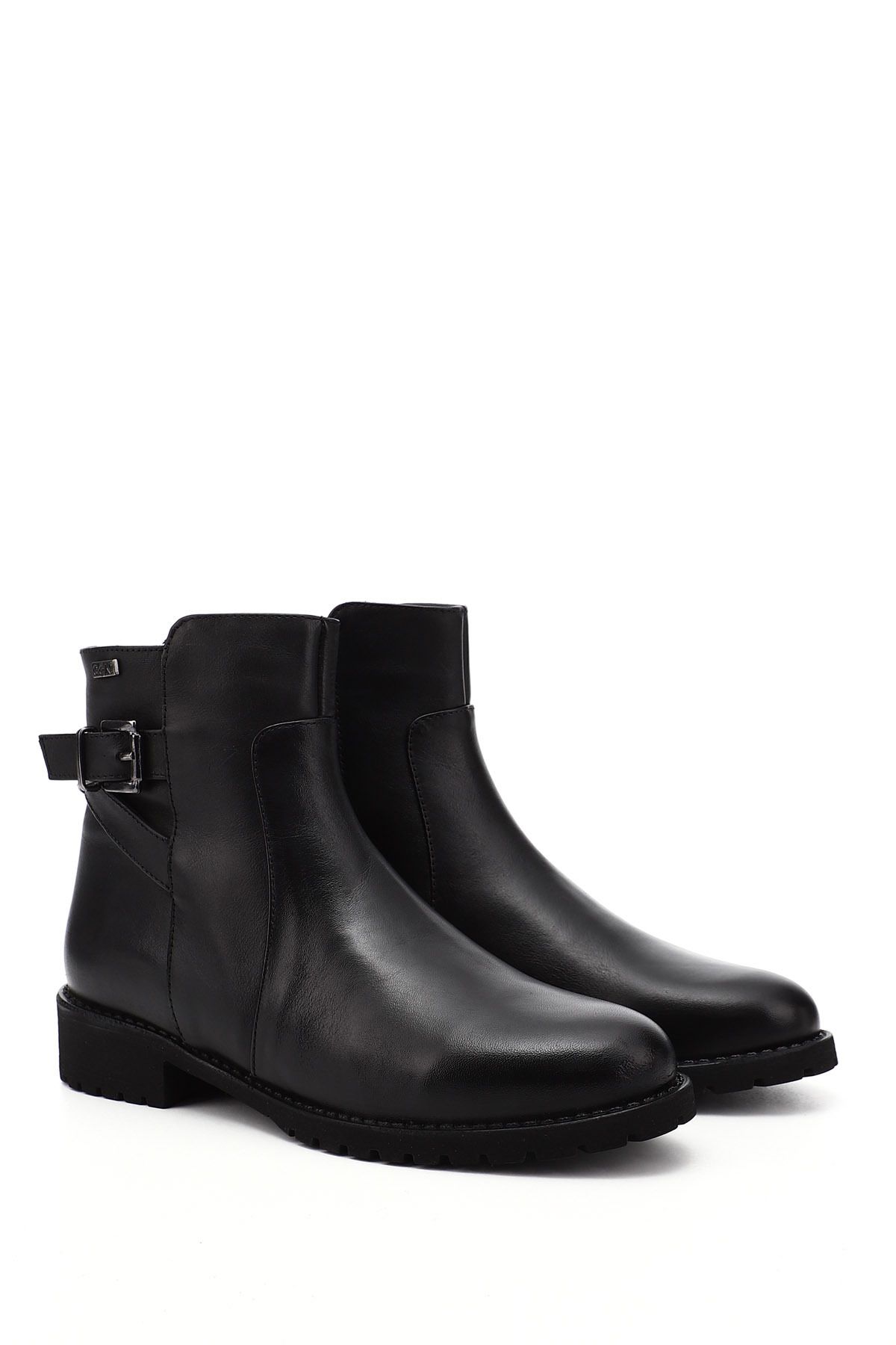 GÖNDERİ(R)-Women/Girls Black Zippered Rubber Sole Genuine Leather Boots 2