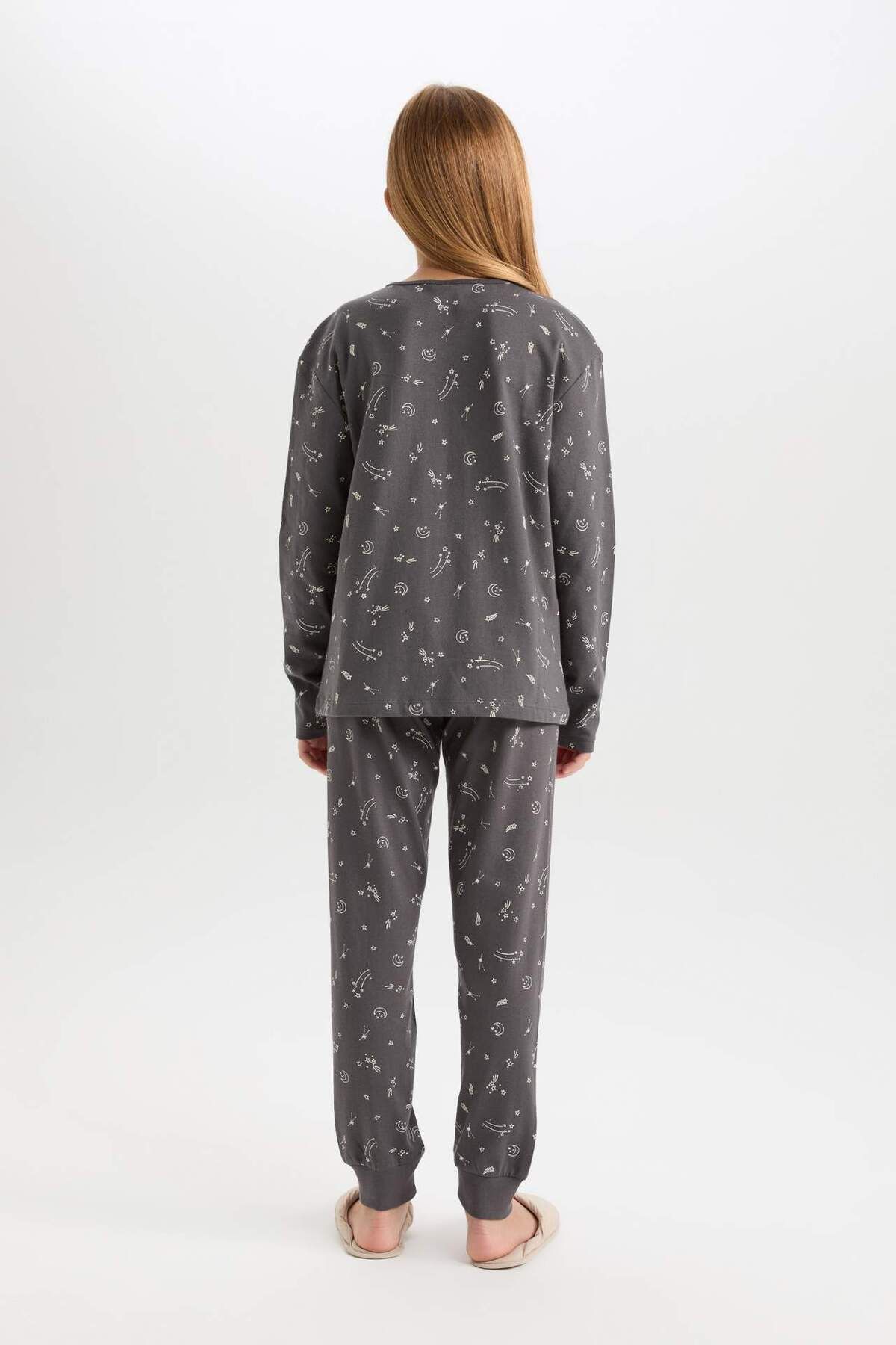 DeFacto-Set pijamale cu model pentru fete - mânecă lungă, talie elastică, D6654a824wn 5
