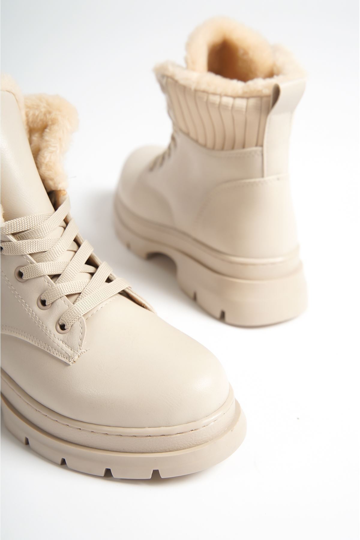 sefayol-Γυναικείες μπότες Pascal Beige Matte Leather 6