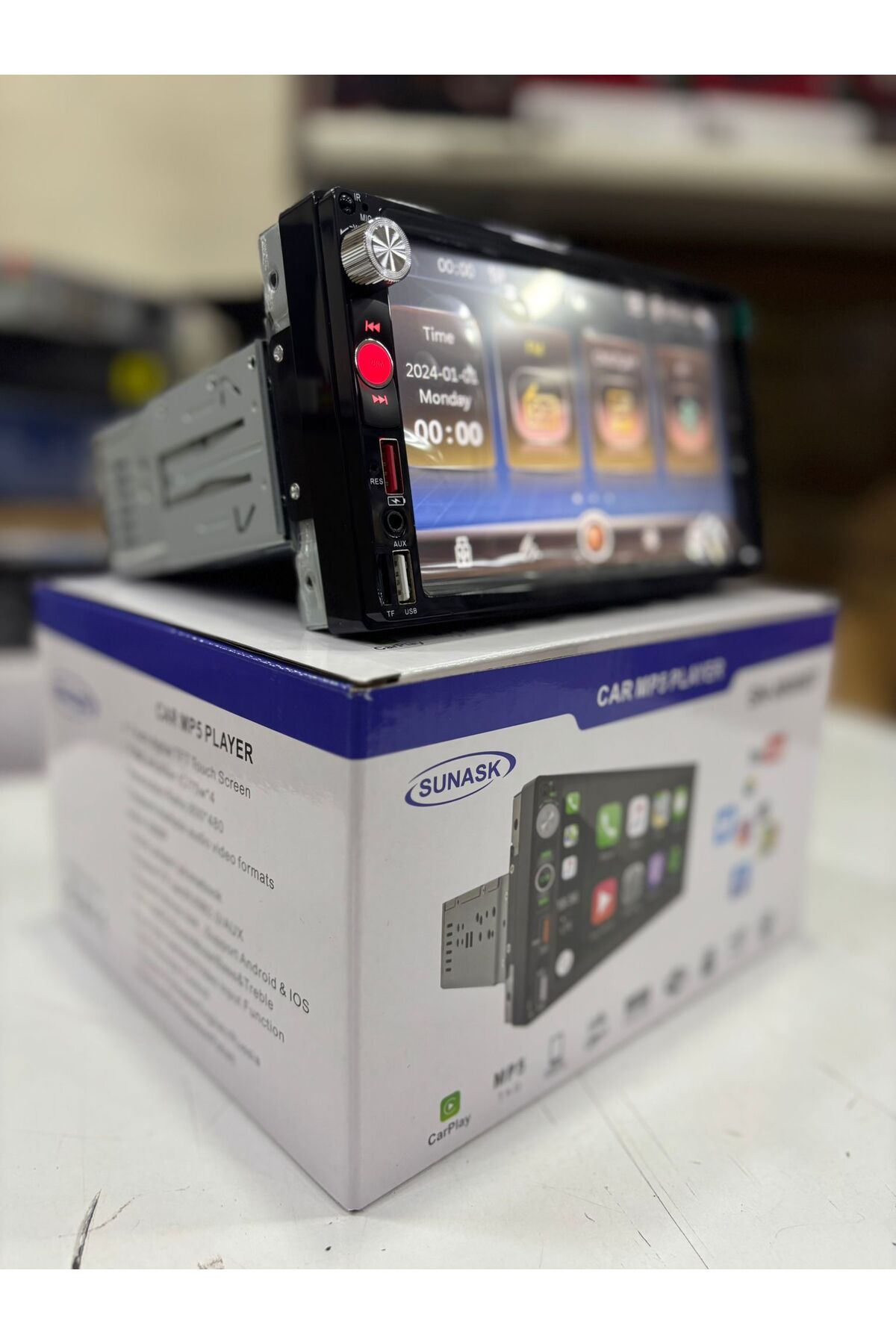 SUNASK-Sn-8800 7Inc Carplay - Adjustable Thin Case, Double Screen Tofaş Şahin Doğan Compatible Camera 4X55 4