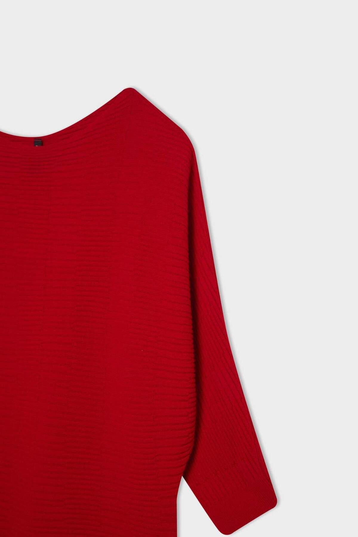 DeFacto-Roter Basic-Strickpullover mit U-Boot-Ausschnitt und Fledermausärmeln D7670AX24AU 8