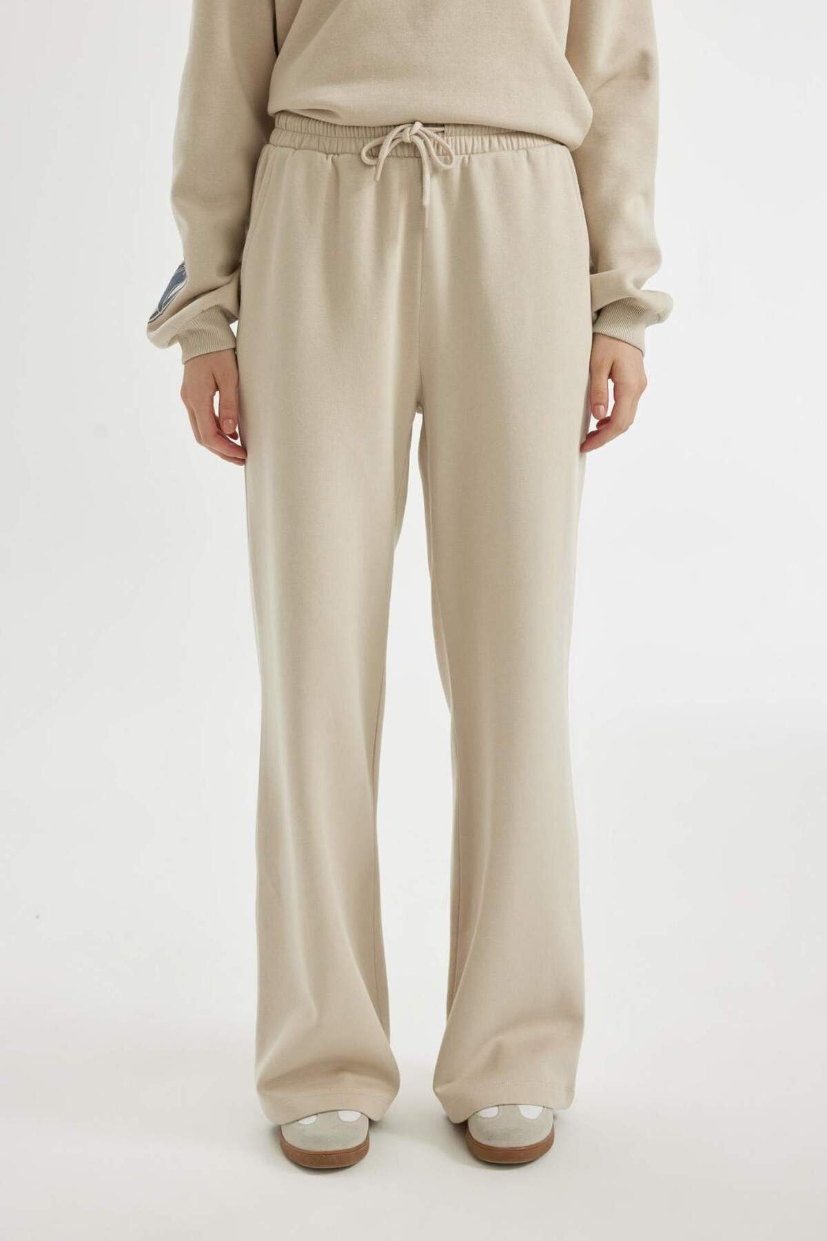 DeFacto-Coool Wide Leg Jogginghose mit weitem Bein, elastische Taille, Schnürung, Taschen, Basic Solid B3345AX24WN 5
