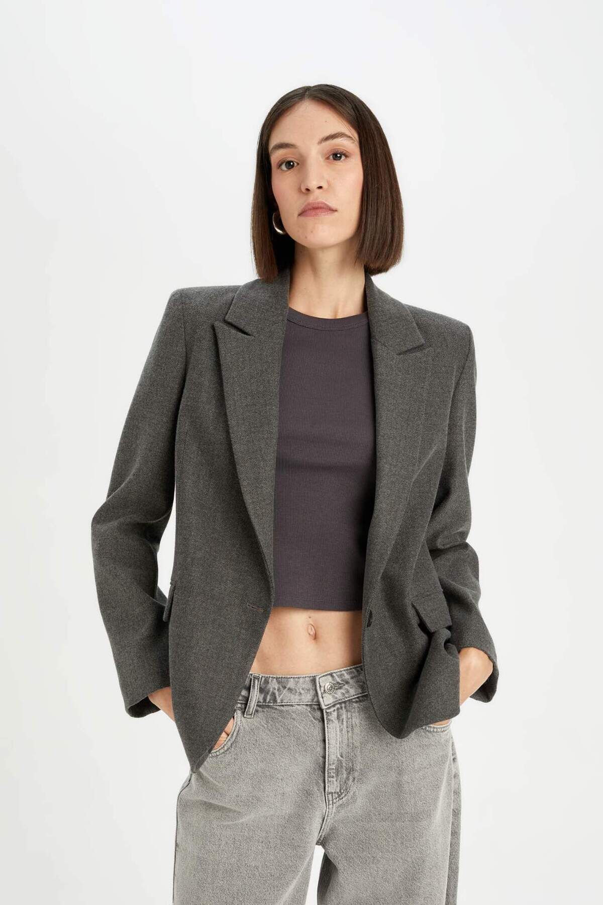 DeFacto-Széles szabású - Basic blézer dzseki gombokkal D5869ax24au 4