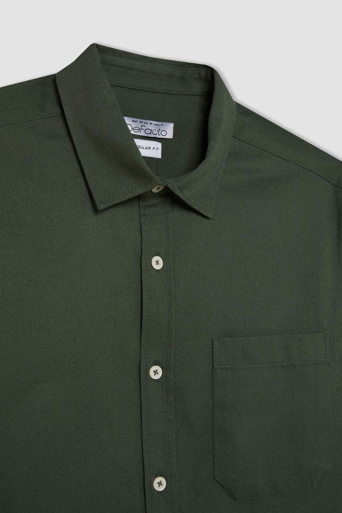 DeFacto-100 % Baumwolle, reguläre Passform, geknöpftes Basic-Langarmhemd aus einfarbigem Gabardine A5383AX24AU 8