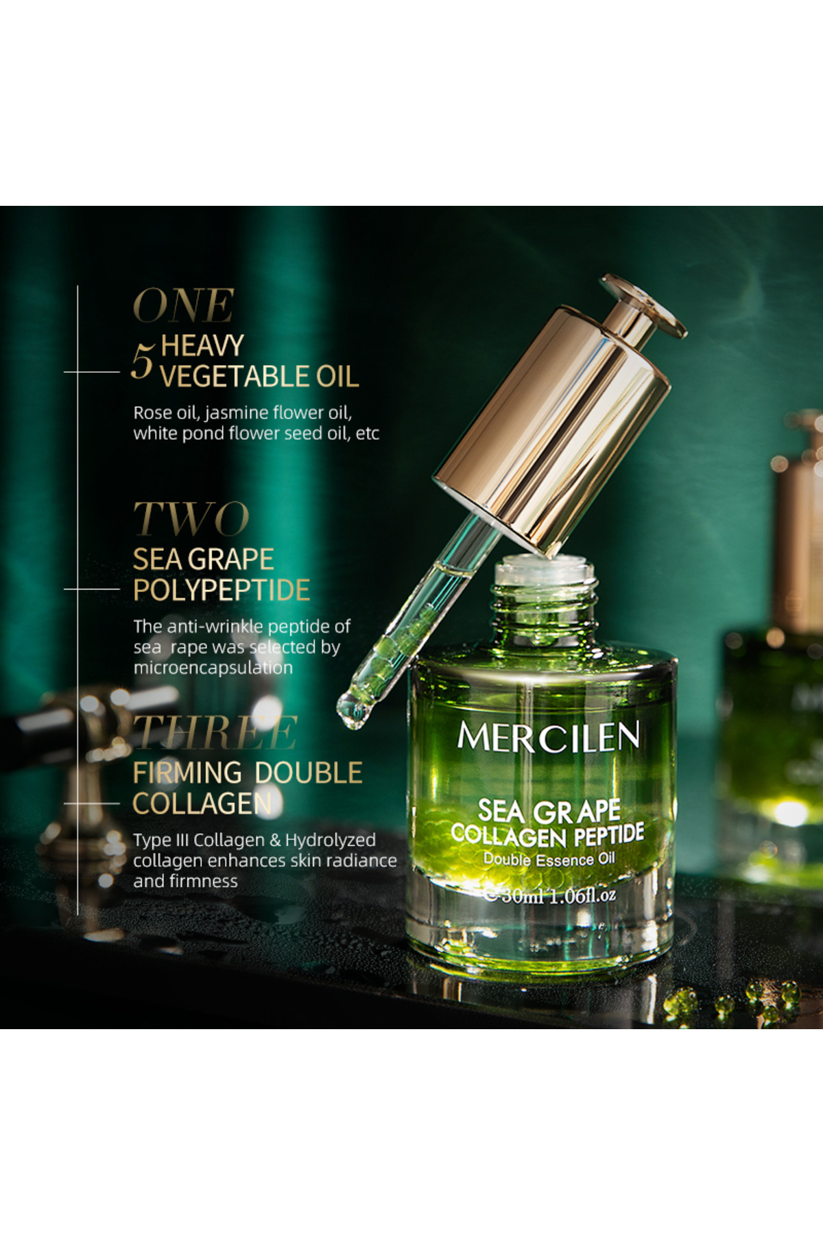 Deniz Üzümü Kolajen Serum - Çift Fazlı Nem & Esneklik Iksiri | 5'li Bitkisel Yağ Formülü — MXL2527 — تصویر 3 از 7
