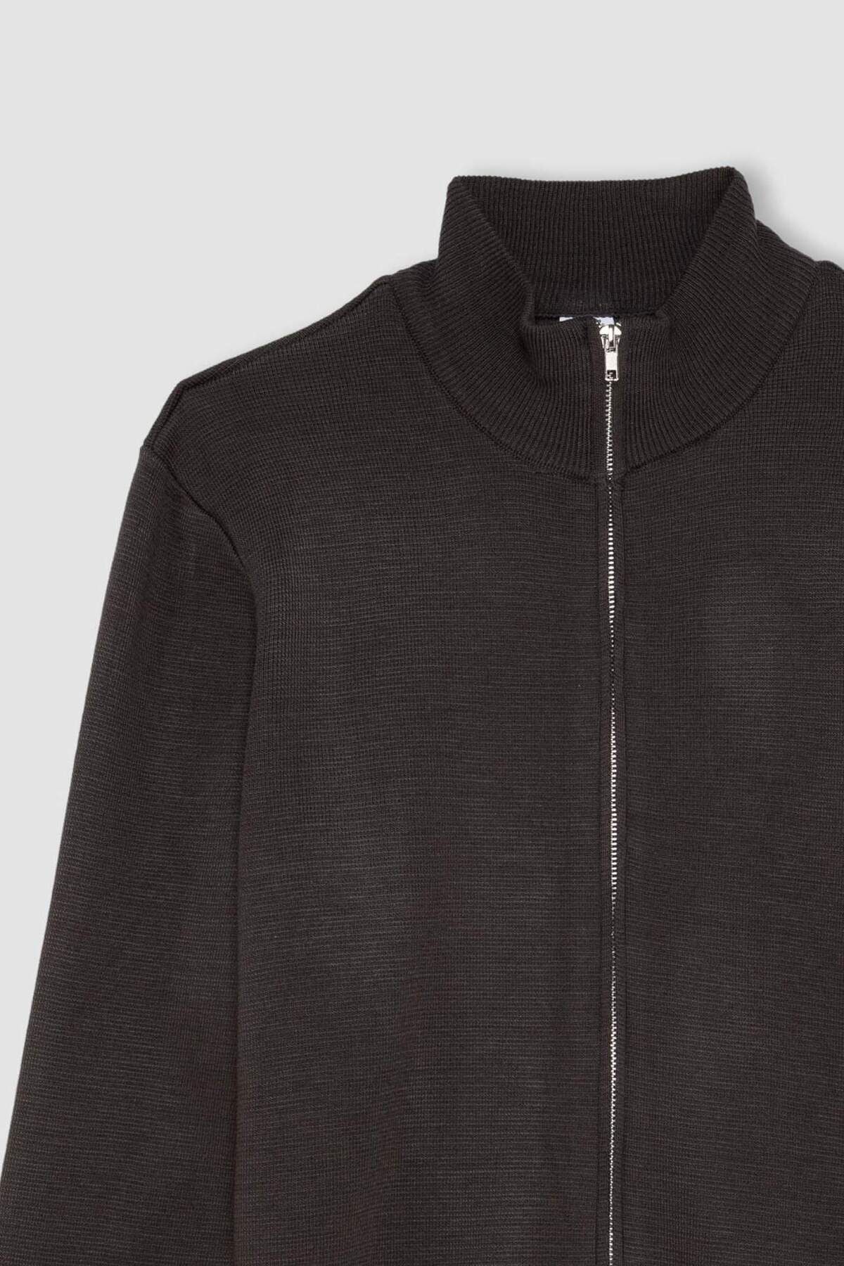 DeFacto-Standard Fit Normal Cut Stehkragen Strickjacke mit Reißverschluss C8158ax24au 8
