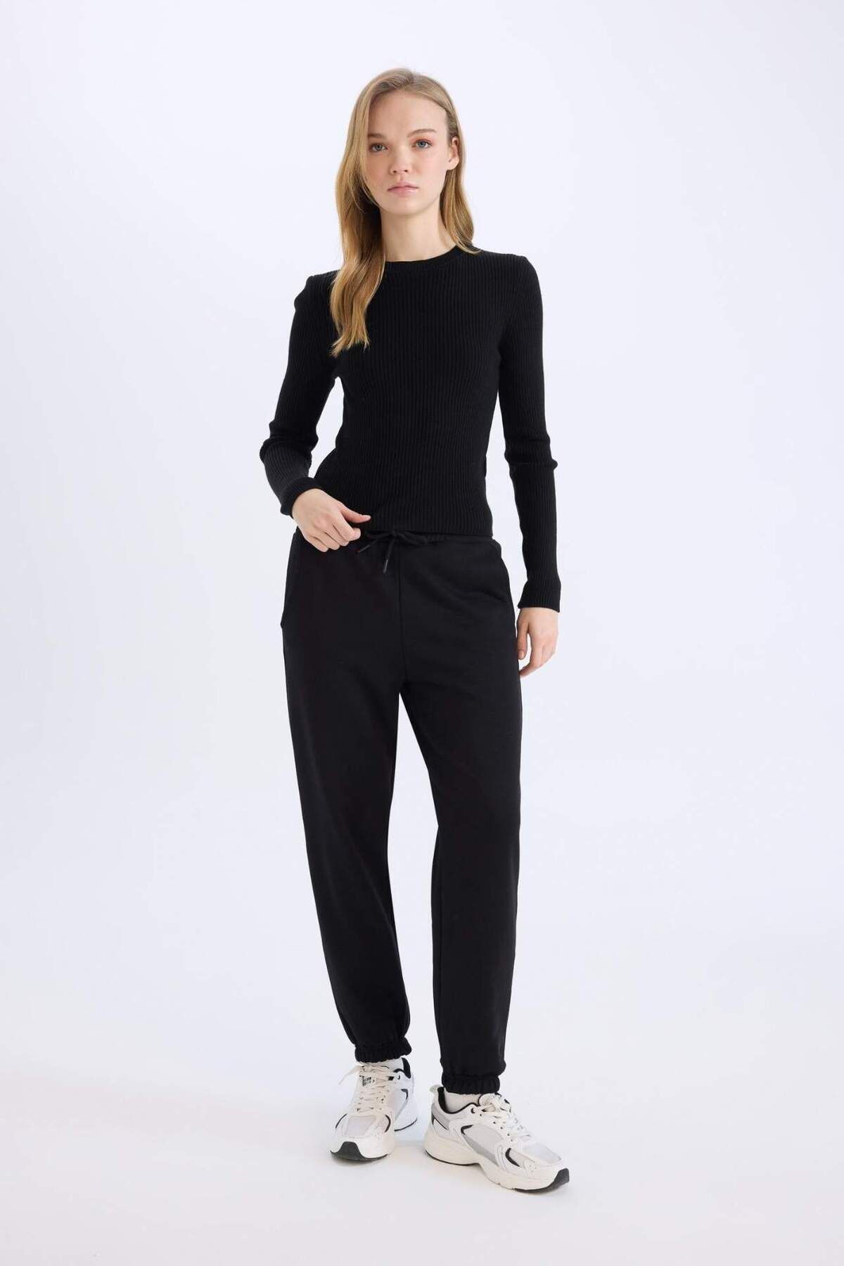 DeFacto-Standard Fit Thick Jogger Sweatpants Waist Leg Elastic Basic Plain Long Size S7370Az24Wn 4