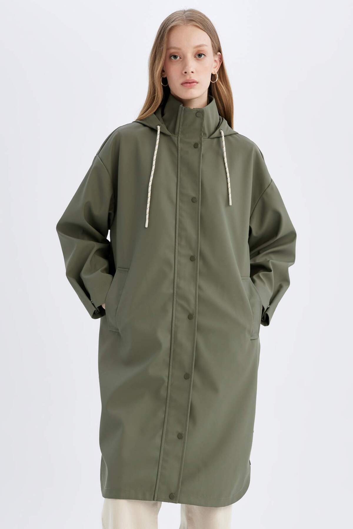 Defacto  Su Geçirmez Relax Fit Kapüşonlu Yağmurluk - Görsel 2