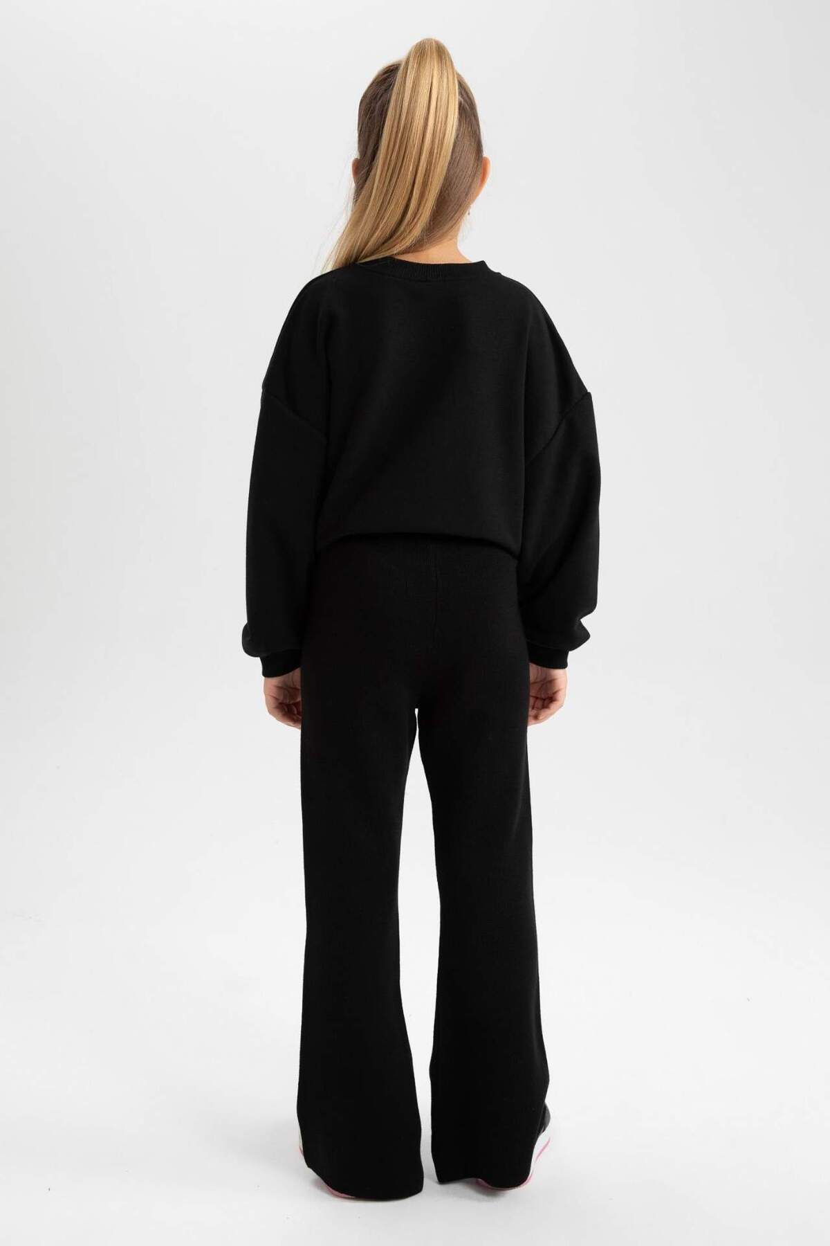 DeFacto-Pantaloni de tricotaj simpli de bază pentru fete, cu picioare spaniole, A6029A824WN 6