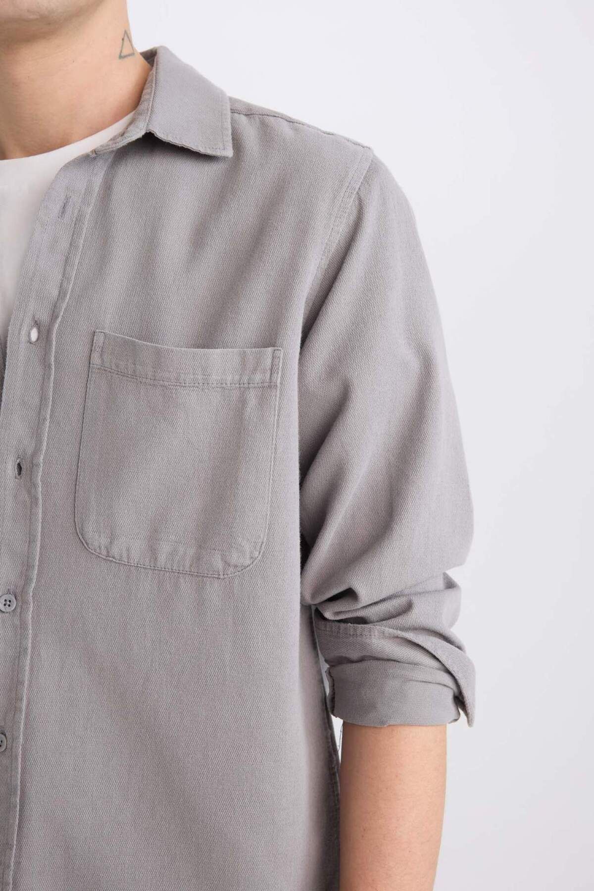DeFacto-100 % Baumwolle, reguläre Passform, Basic, einfarbig, Langarmshirt D7406AX24AU 3