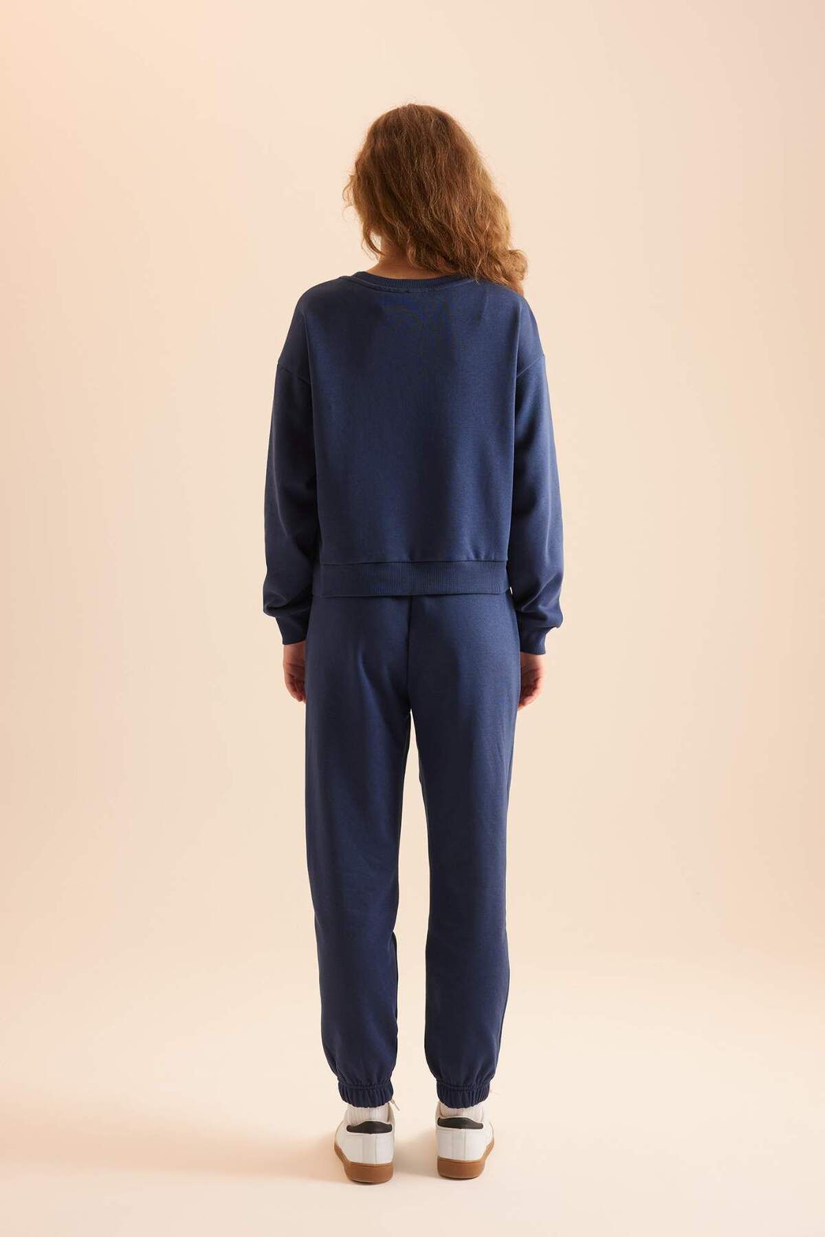 DeFacto-Regular Fit Normale Passform Basic Unifarben Innen Dickes Fleece Trainingsanzug Set D8022AXNS 5