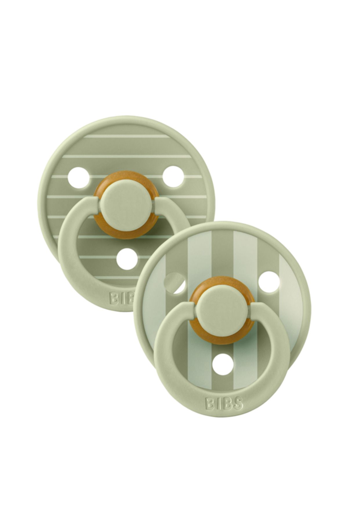 Bibs-- Set of 2 Color Studio Collection Stripe Latex pacifiers, round teat, 0 months+-Sage 2