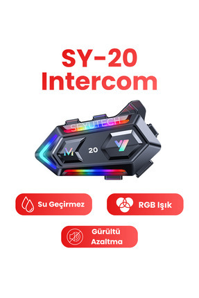 SEYUTECH SY-20 Bluetooh 5.3 Motosiklet Kask Kulaklık Intercom RGB Işıklı Moto...