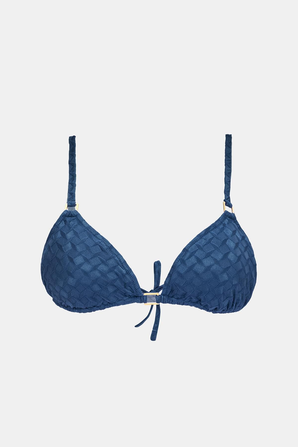 Amarelle-Olympos Petrol Blue Triangle Bikini Top with Removable Pads Without Padding 5