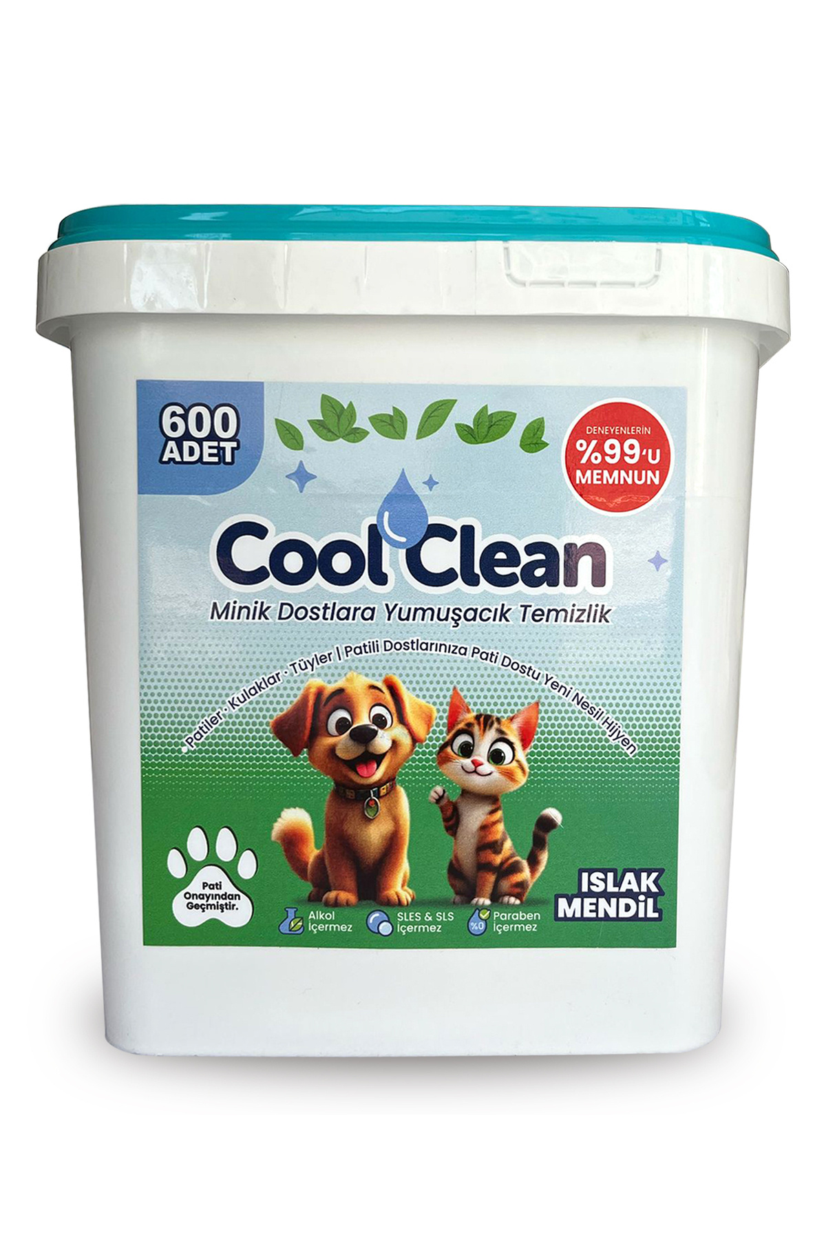 Coolgear - Evcil Hayvan Islak Temizlik Havlusu / Mendili - Parfümsüz / Alkolsüz / 600 ’lü Kova Islak Mendil