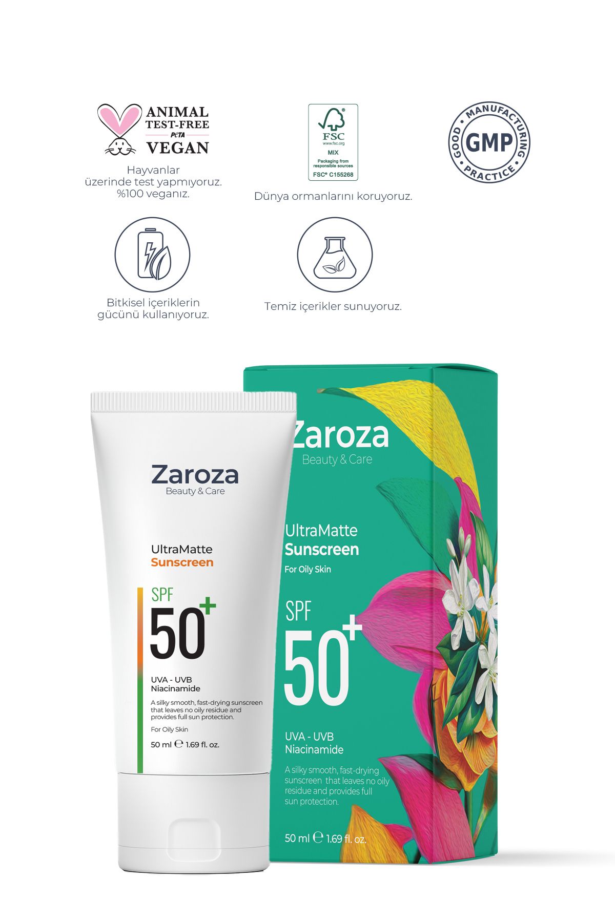 ZAROZA-كريم الشمس المخصص للبشرة الدهنية والمختلطة UVA UVB SPF50+ 50 مل (نياسيناميد) 3