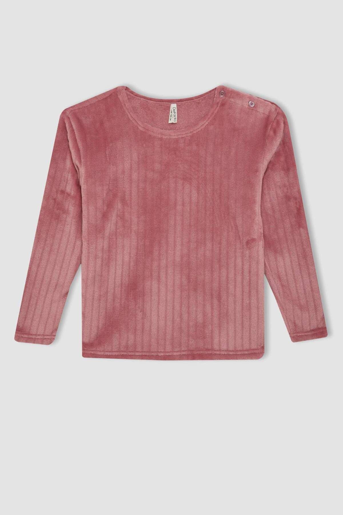 DeFacto-Mädchen-Pyjama-Set aus Fleece mit langen Ärmeln und langem Unterteil D1088A824WN 7