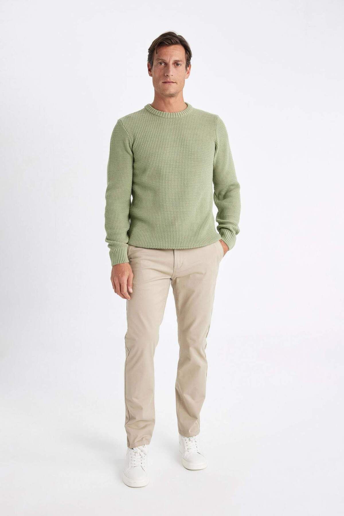 DeFacto-Winter-Chino-Hose aus Segeltuch, normale Passform, 4 Taschen, Baumwolle, dehnbar, gerader Beinabschluss C9440AX24AU 6