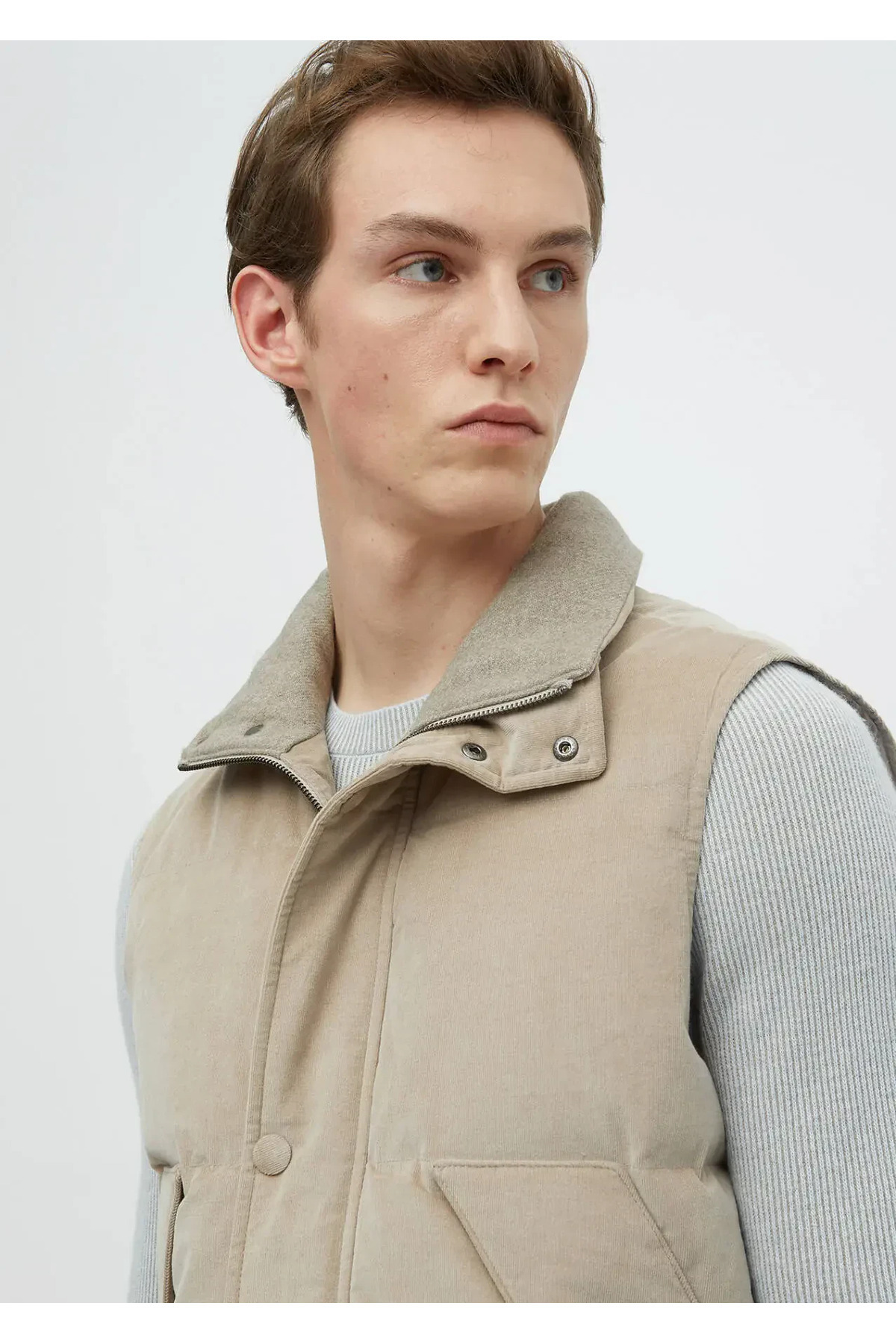 Ramsey-Beige Cotton Blended Woven Sports Vest 5