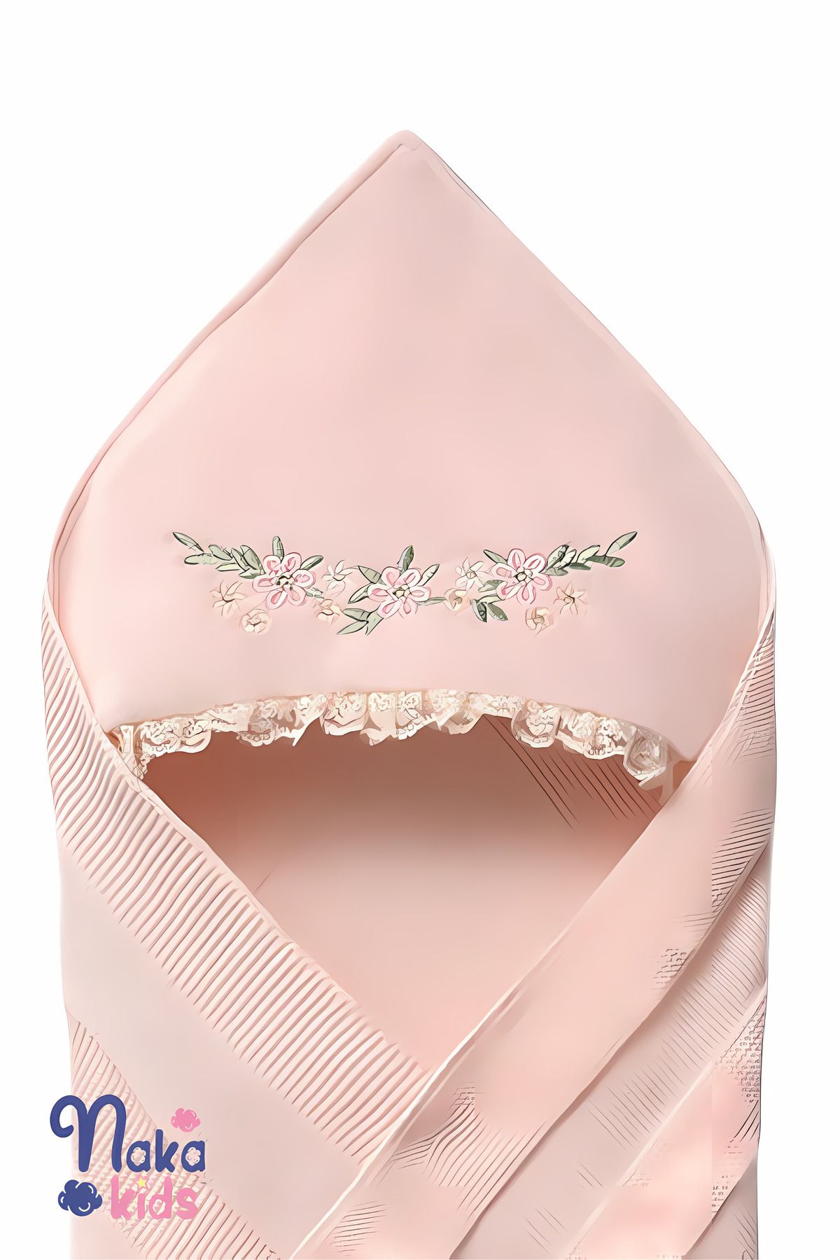 Naka Concept-Pink 100% Cotton Lace Embroidered 5 Piece Baby Girl Hospital Release Set Velvet 3