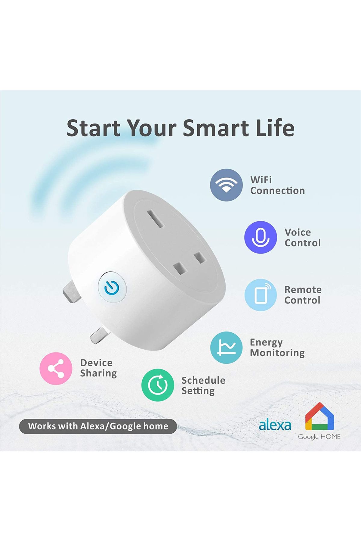 SASKA-Smart WIFI Plug 16A - Support Alexa/Google Home, Smart Life APP Control With Timer Function 2