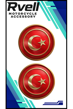 MKARAKAN RVELL TÜRK BAYRAGI İKİLİ DAMLA STİCKER 5X5 01