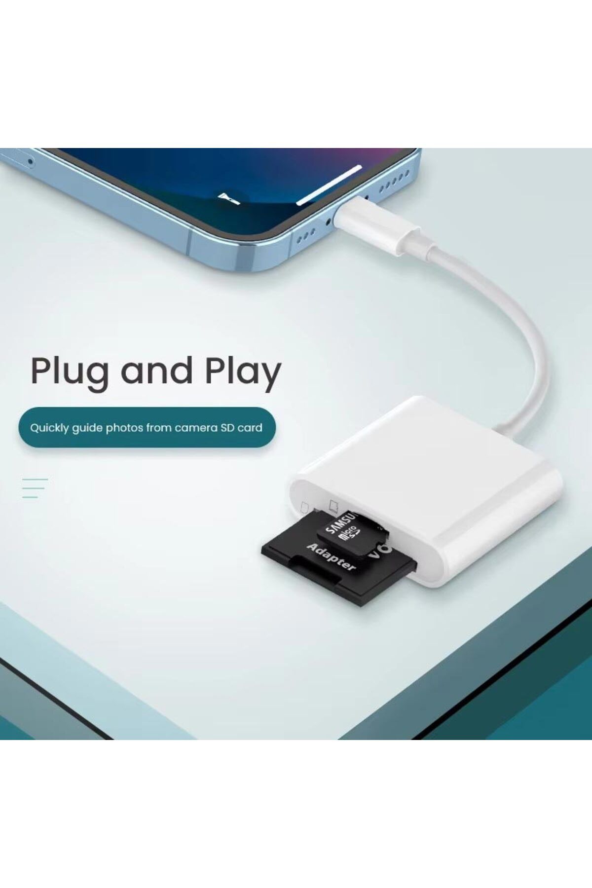 Apera-GA27 i-OS i-Pad & i-Phone متوافق مع محول إضاءة 8 دبوس وقارئ بطاقات Micro SD وSD 7