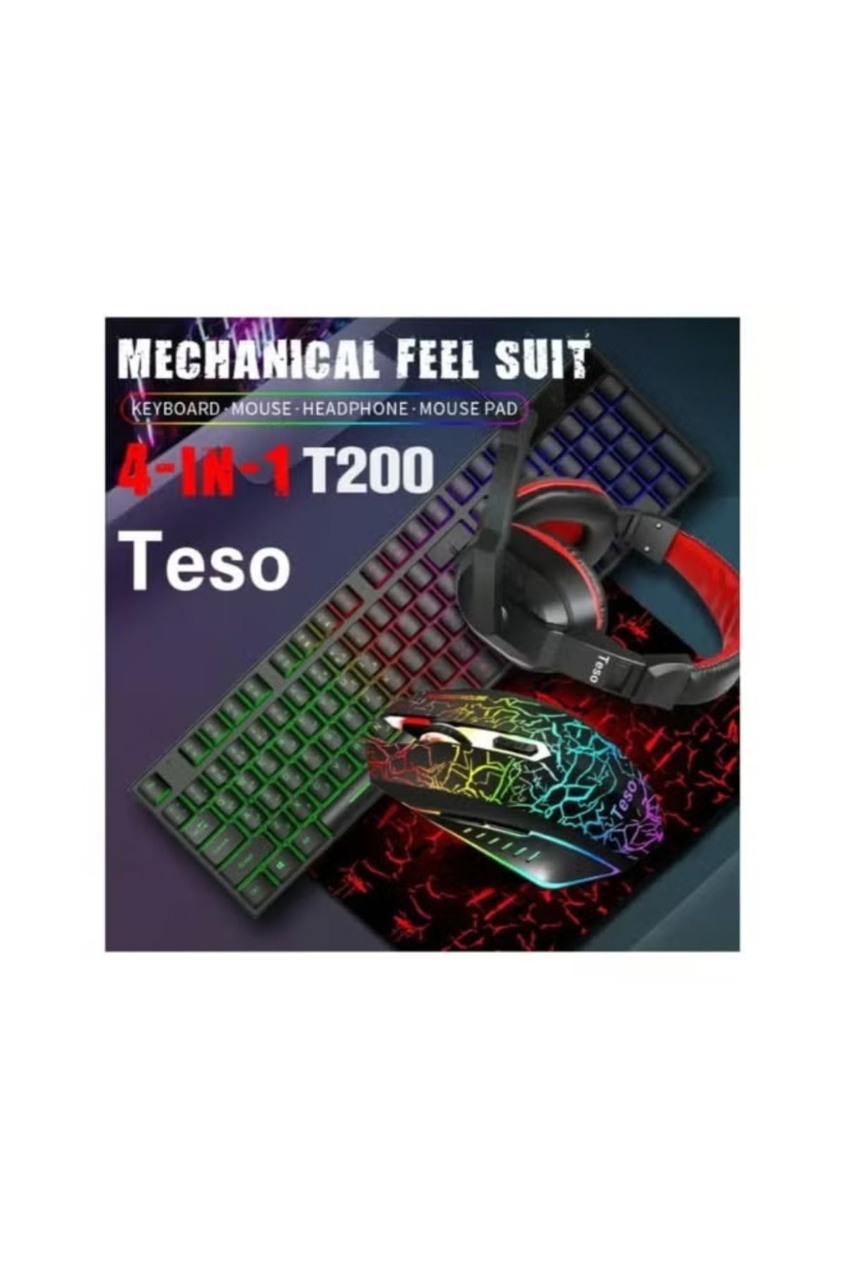 TESO-مجموعة ألعاب RGB 4 في 1 - لوحة مفاتيح، ماوس، سماعة رأس، ولوحة ماوس 3