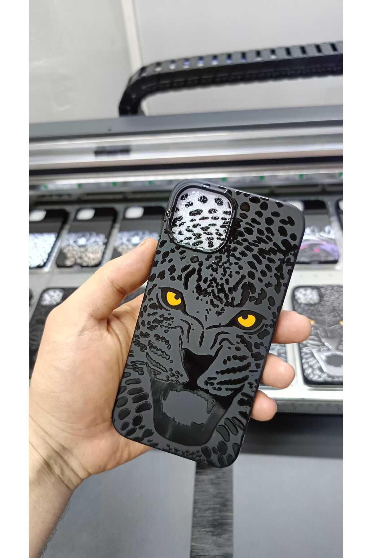 iPhone 15 Plus Siyah Kaplan Gözü Lansman Telefon Kılıfı