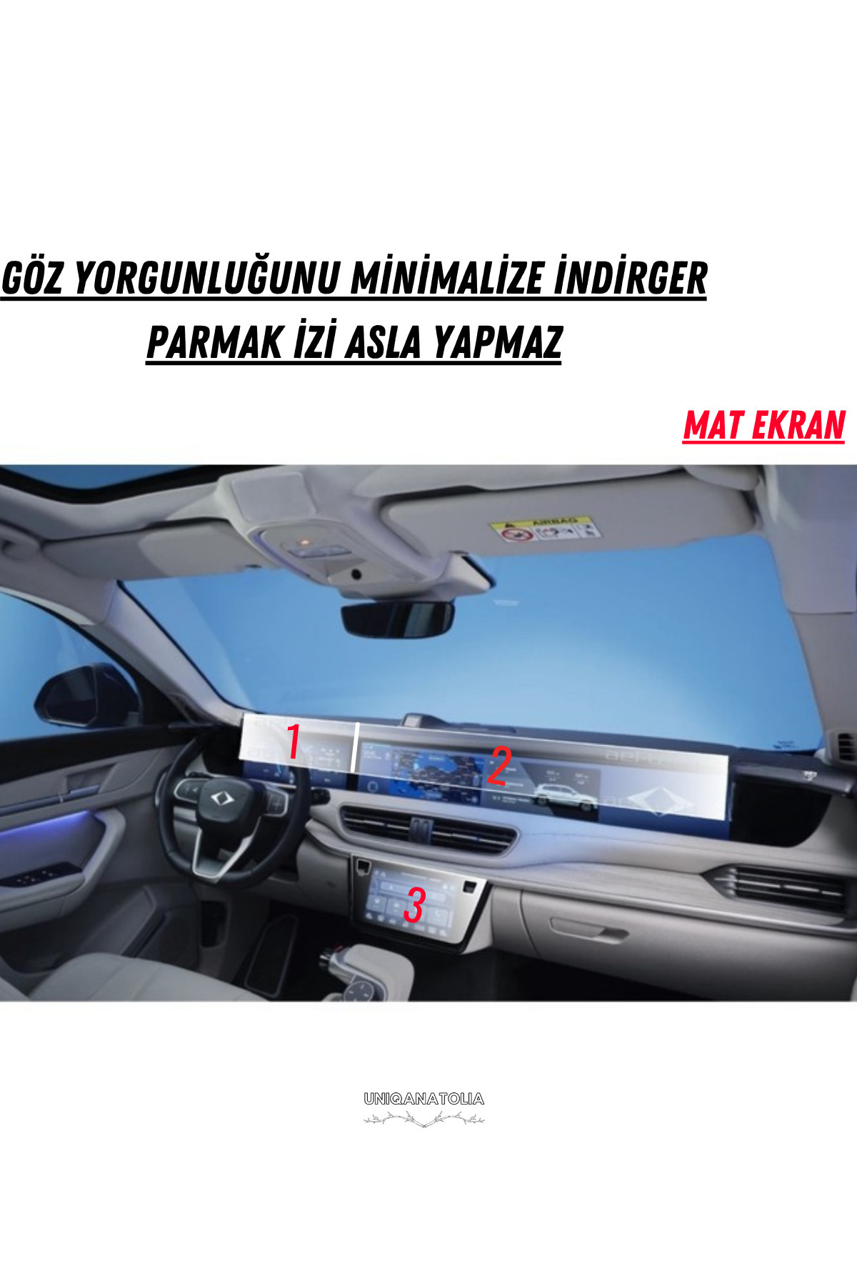 UniqAnatolia-Togg T10X Information Display and Multimedia Compatible Matte Screen Protector 2