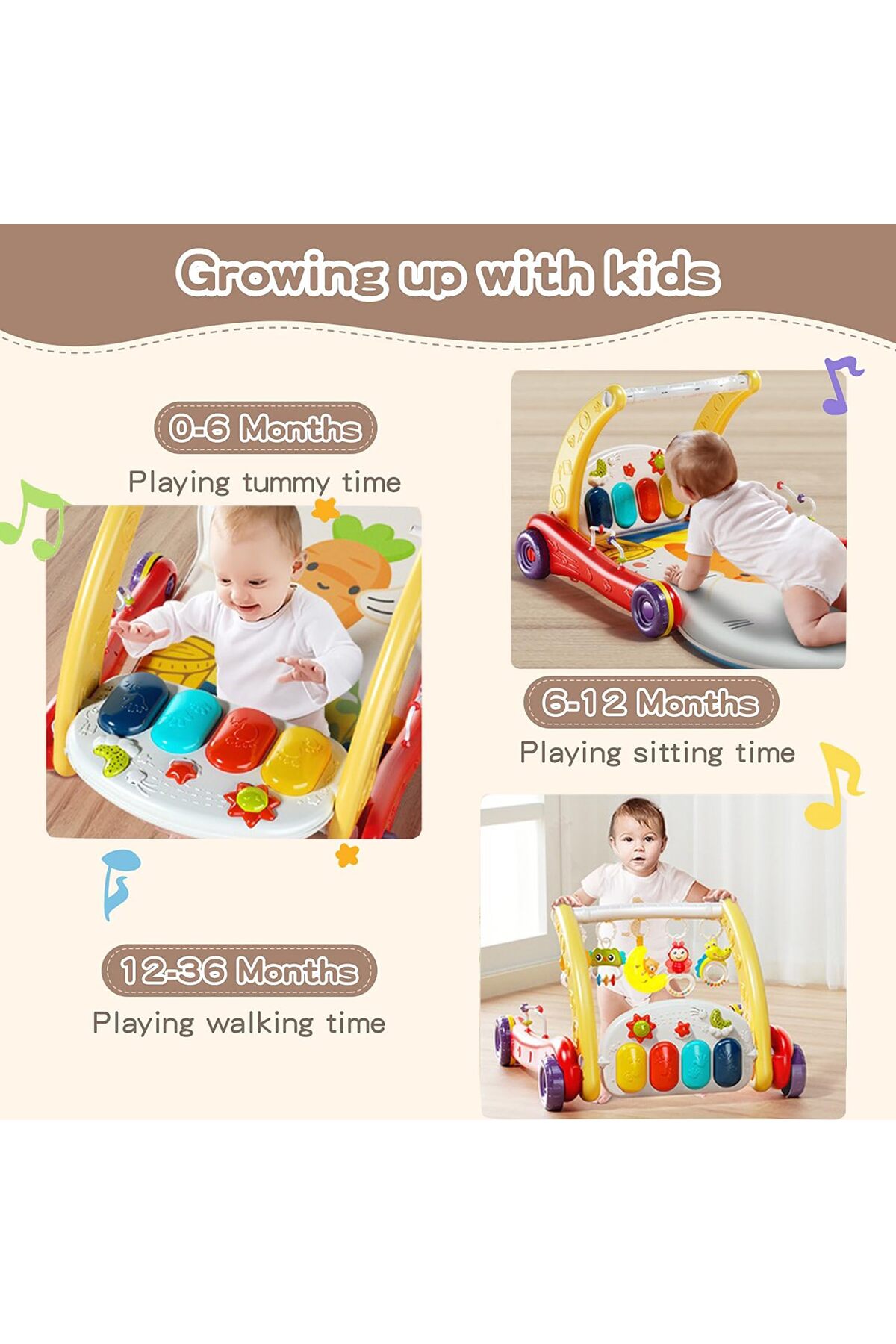 hediyecik 2'si1 Arada Bebek İlk Adım Arabası Fonksiyonlu Yürüteç - Oyun Matı- Aktivite Merkezi Pembe fotoğrafı 3 (önizleme)