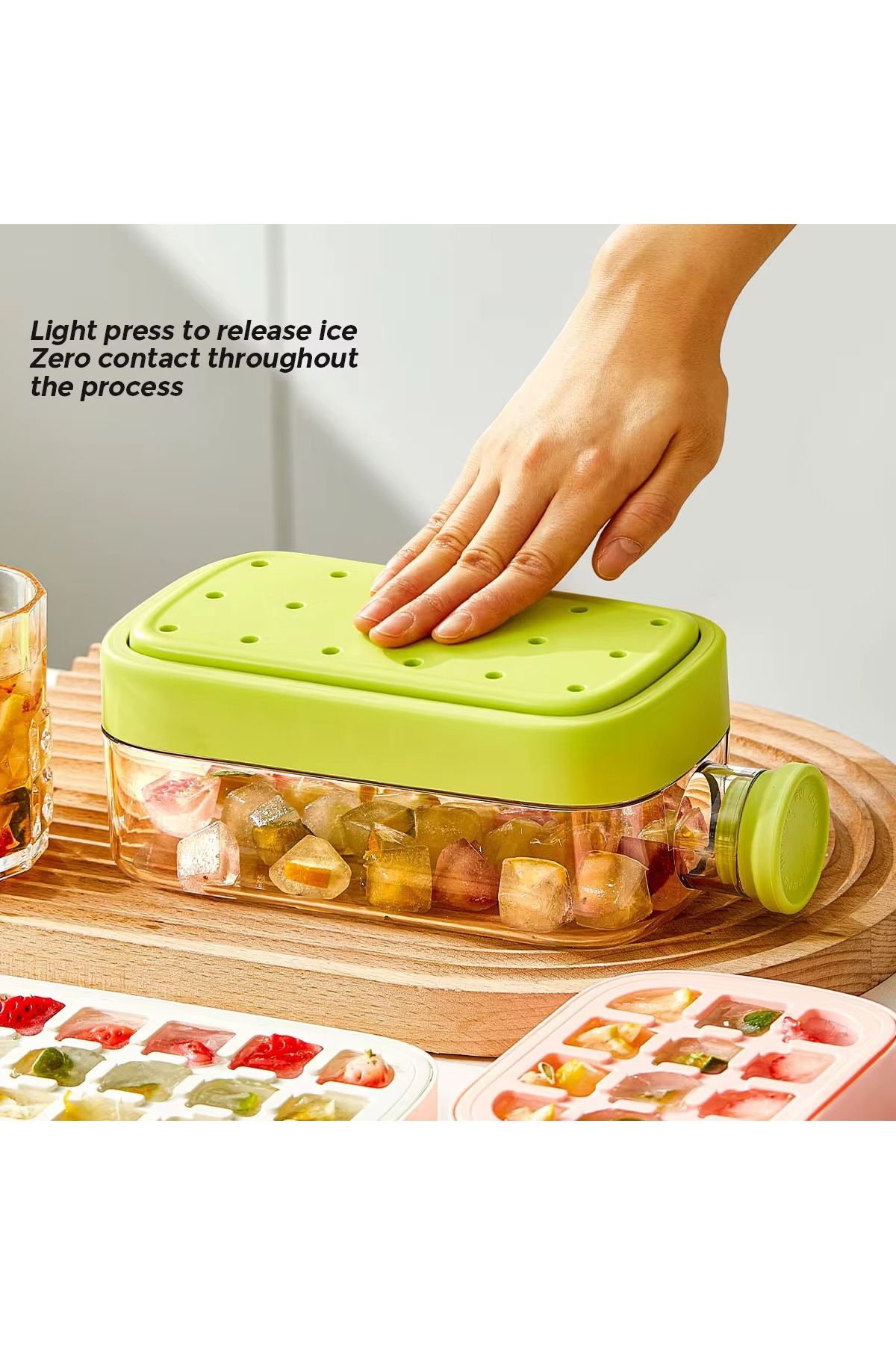 MİMOZA PARK-800 ml Automatic Press 18 Chamber Ice Mold and Water Bottle with Straw – 800 ml Lid Ice Box 2