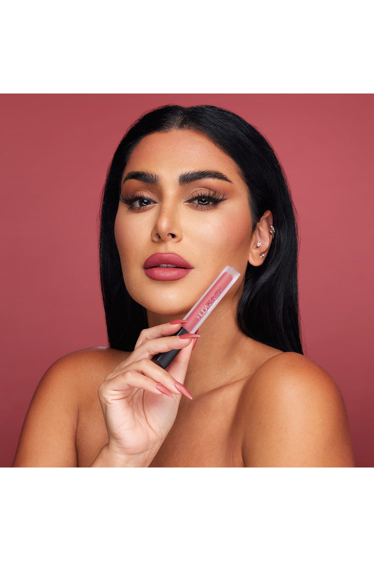 Huda Beauty-Matte Finish Liquid Lipstick That Softens Lips and Highly Intense Color Pigmentation- Bombshell 6