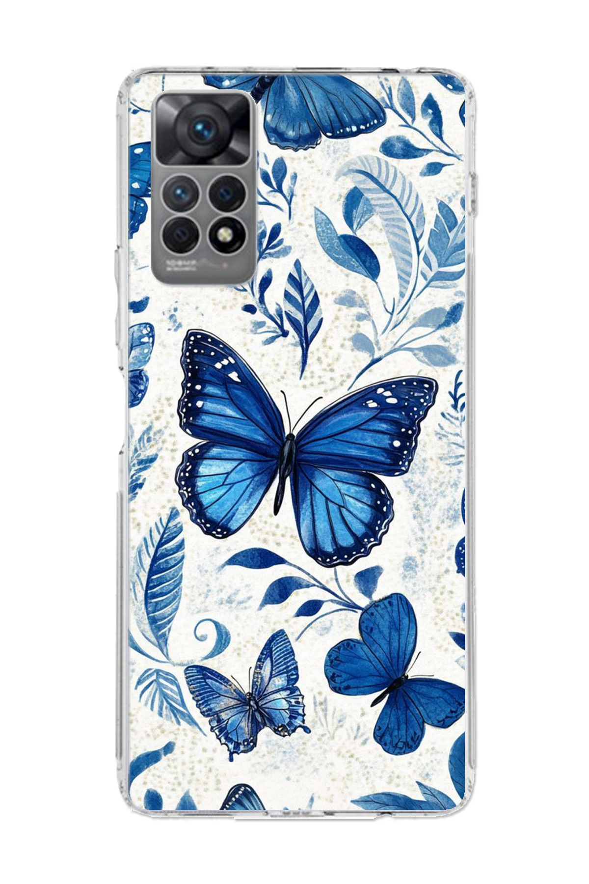 TechTree-حافظة Redmi Note 12 PRO 4G متوافقة مع الفراشات الزرقاء من السيليكون الشفاف 1