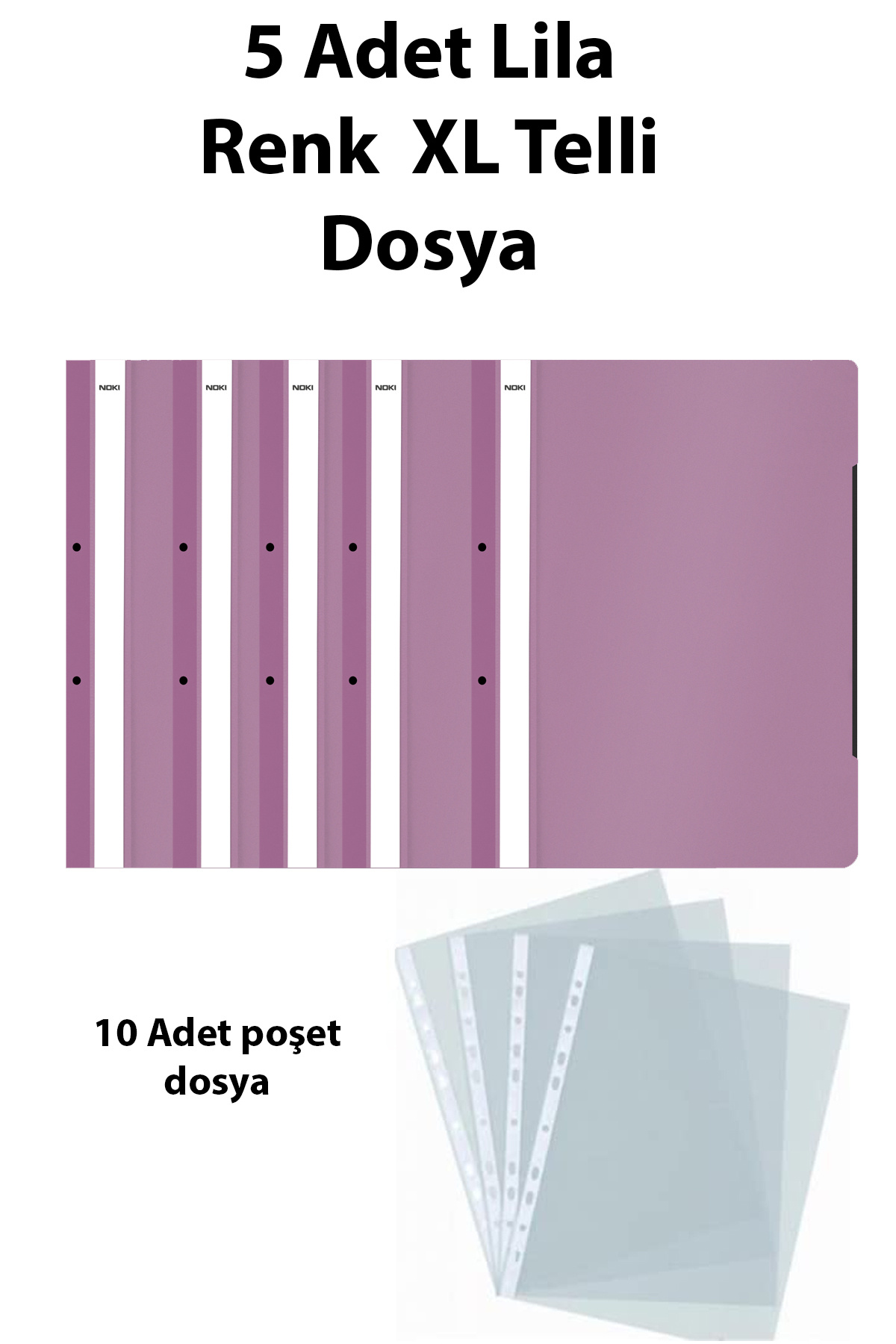 everart Xl Telli Dosya Eco Lila 5'li 10 Adet poşet dosya