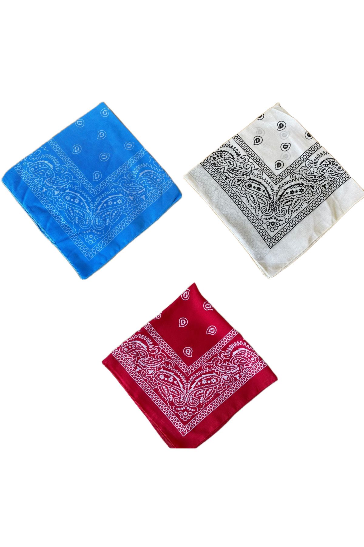 Rupen Kraft-100% Cotton Classic Pattern Unisex 3-Piece Bandana Set Colorful Bandana Ethnic Patterned a Quality Bandana 1