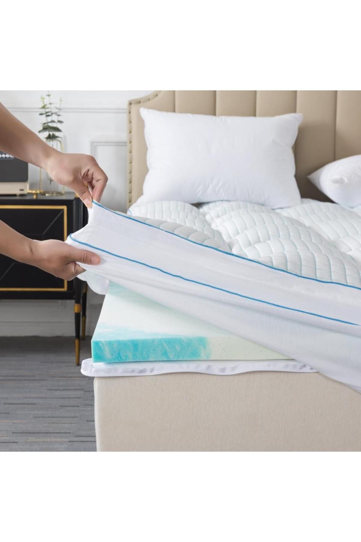 KBOX-7.5cm Thick Memory Foam Mattress Topper for Double Bed 200x200 for Pressure Relief and Improved Sleep 6
