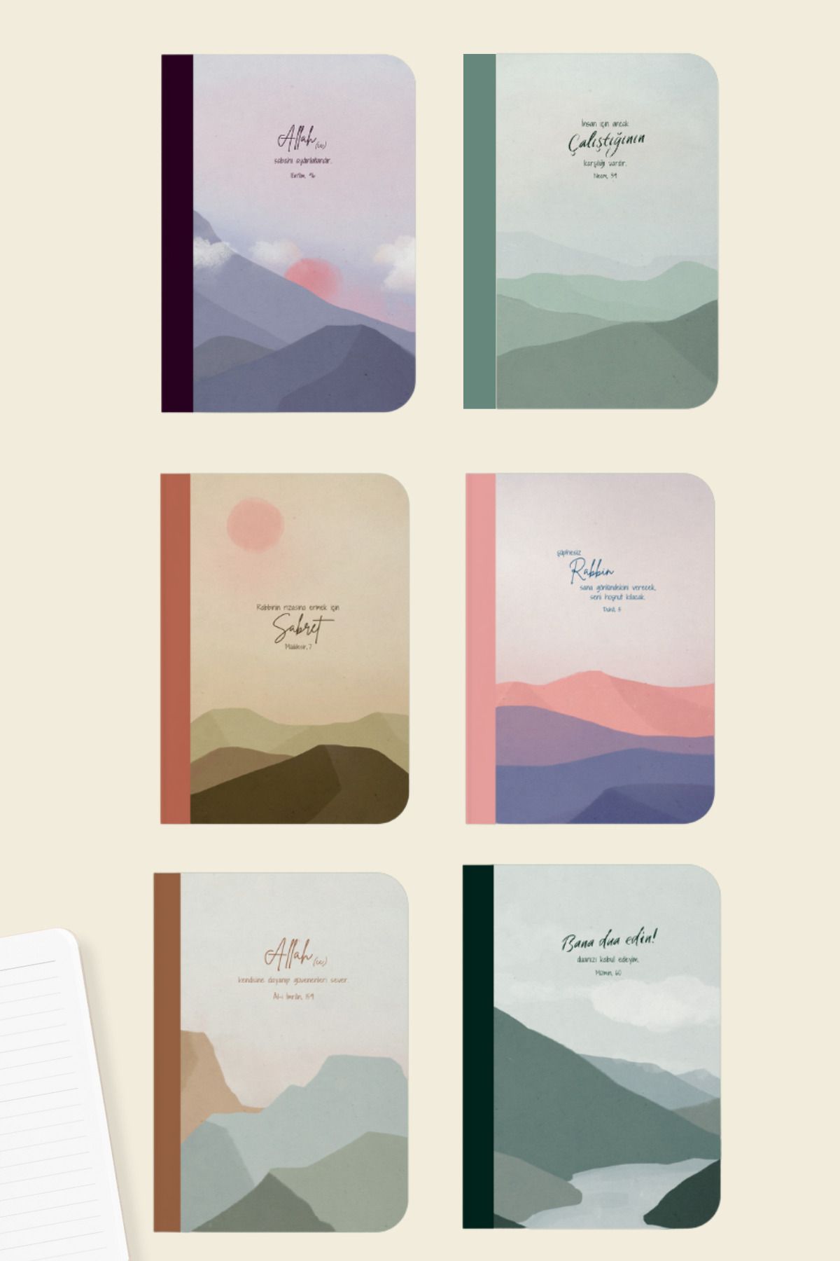 Dava Adamı Yayınları-Ahsen Notebook Series - 6 A5 Lined Notebooks 1