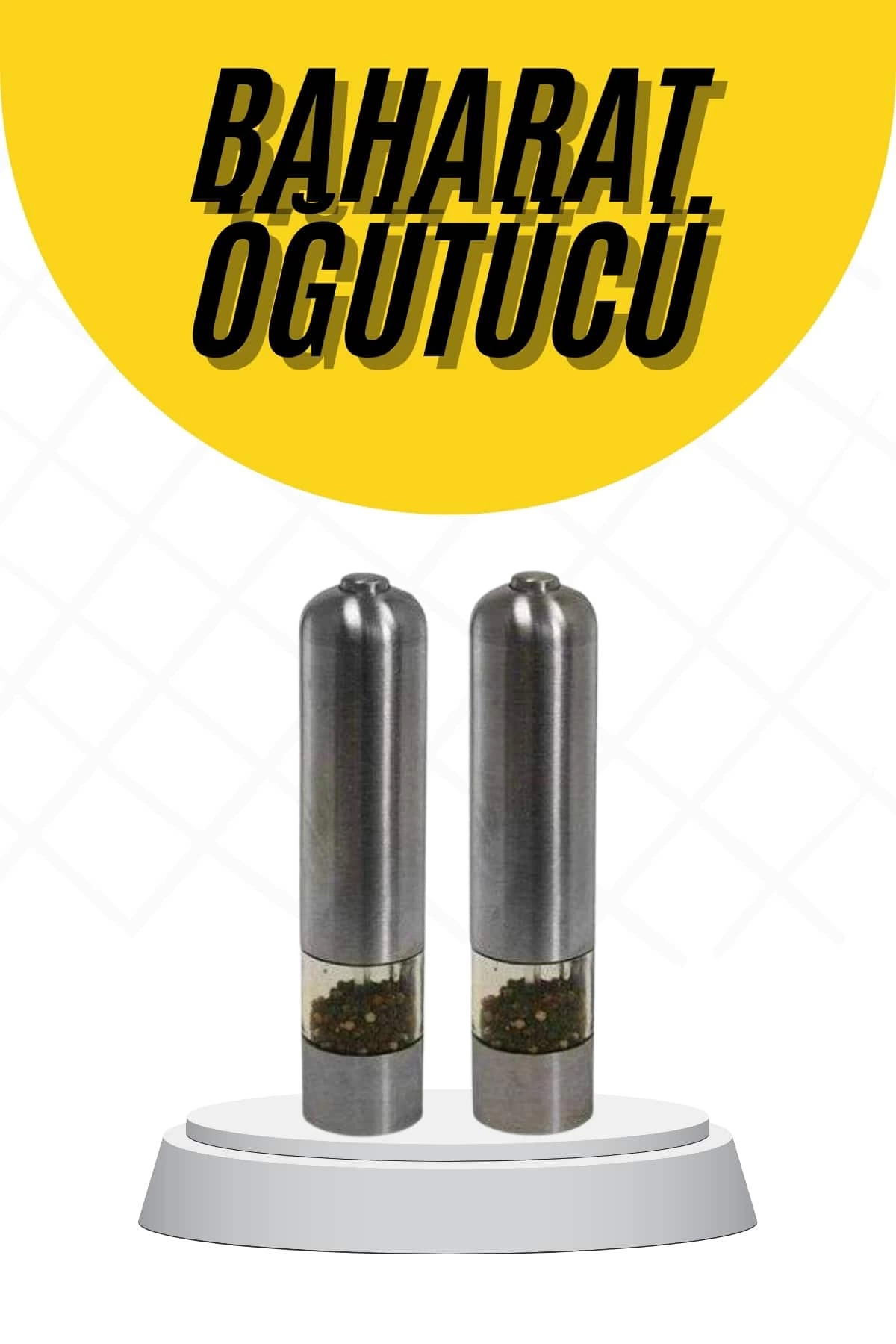 CannStore Baharat Öğütücü Paslanmaz Ayarlanabilir Otomatik Pilli Işıklı Tuz & Karabiber