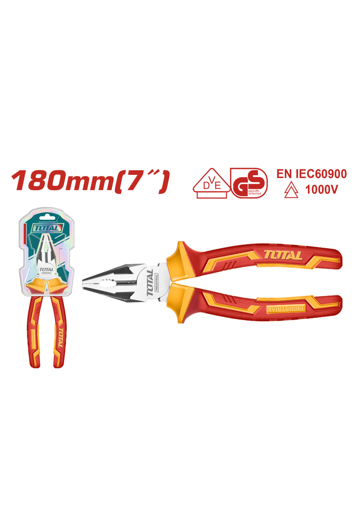 TOTAL 1000V VDE İZOLELİ PENSE 180MM THTIP2171 Yüksek Kalite NMS HIRDAVAT