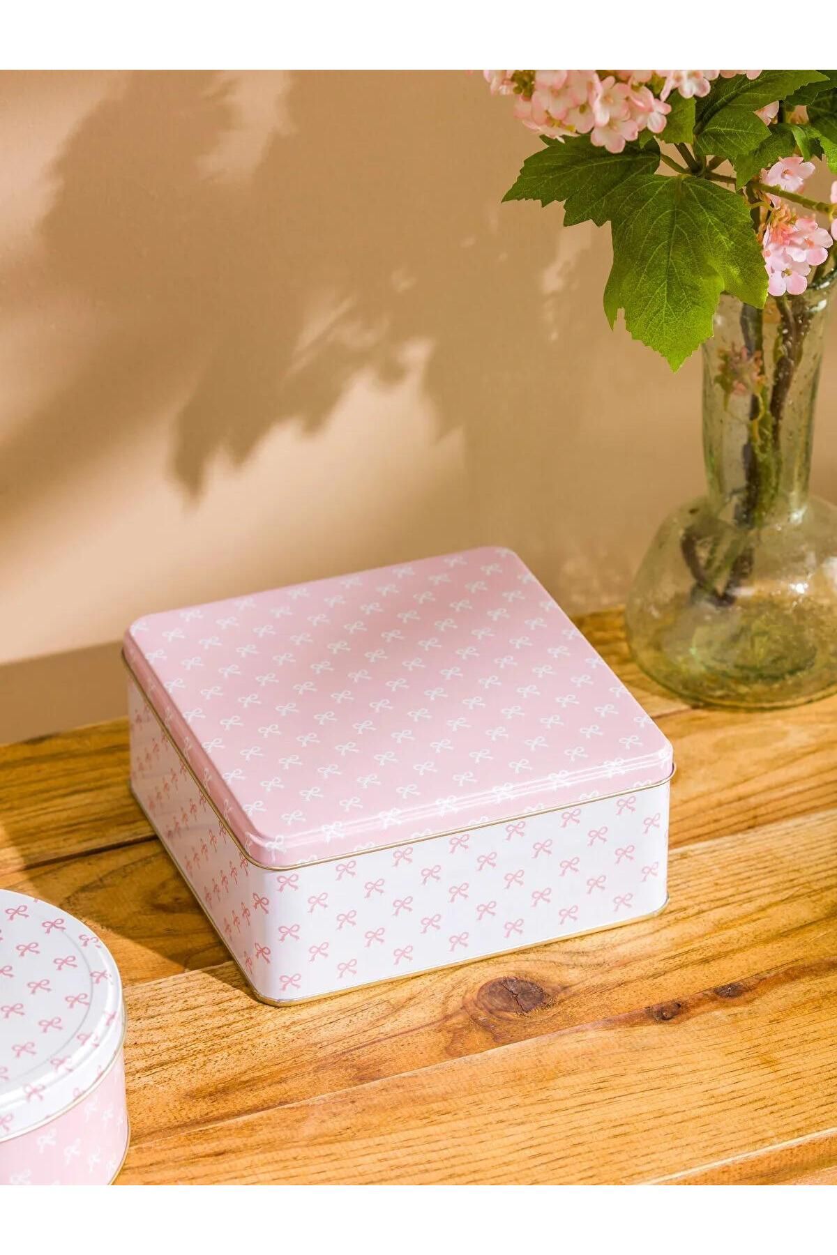 LC Waikiki-Lcw Home Bow Printed Metal Storage Container Set of 2 (W5) 3