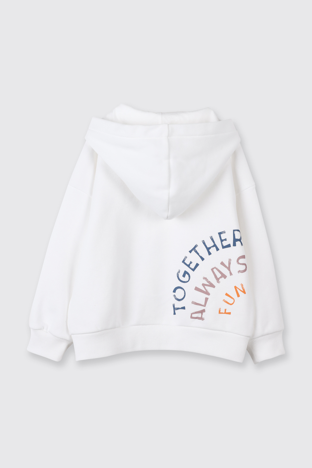 Panço Erkek Bebek Arka Bedeni Yazı Detaylı Fermuarlı Beyaz Sweatshirt fotoğrafı 2 (önizleme)
