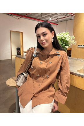 Butik Taşlı Tasarım Kadın Gömlek